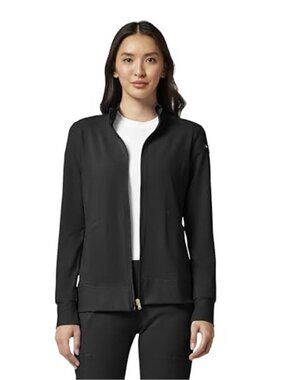 Womens Scrub Jacket Stretch Zip Up Nursing Uniform Medical Work Top